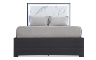 Milan Queen Gray & White Marble Panel Bed