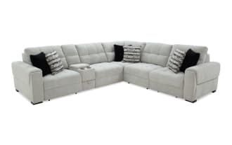 Slider Bob Gray 131'' Power Sliding 6 Piece Sectional with USB & USB-C Ports