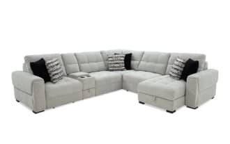 Slider Bob Gray 131'' Power Sliding 6 Piece Right Arm Facing Chaise Sectional with USB & USB-C Ports