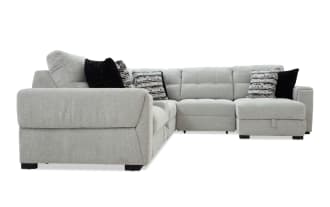 Slider Bob Gray 131'' Power Sliding 6 Piece Right Arm Facing Chaise Sectional with USB & USB-C Ports