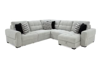 Slider Bob Gray 118'' Power Sliding 5 Piece Right Arm Facing Chaise Sectional with USB & USB-C Ports