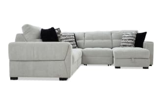 Slider Bob Gray 118'' Power Sliding 5 Piece Right Arm Facing Chaise Sectional with USB & USB-C Ports