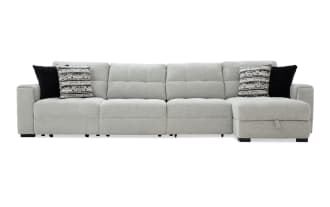 Slider Bob Gray 149'' Power Sliding 4 Piece Right Arm Facing Chaise Sectional with USB & USB-C Ports