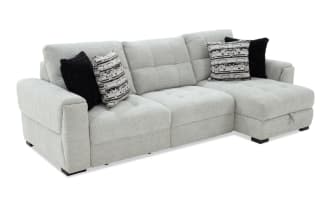 Slider Bob Gray 116'' Power Sliding 3 Piece Right Arm Facing Chaise Sectional with Armless Chair & USB & USB-C Ports