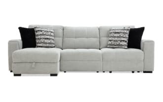 Slider Bob Gray 116'' Power Sliding 3 Piece Left Arm Facing Chaise Sectional with Armless Chair & USB & USB-C Ports