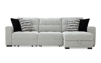 Slider Bob Gray 116'' Power Sliding 3 Piece Right Arm Facing Chaise Sectional with Armless Sliding Chair & USB & USB-C Ports