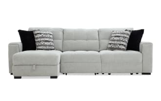 Slider Bob Gray 116'' Power Sliding 3 Piece Left Arm Facing Chaise Sectional with Armless Sliding Chair & USB & USB-C Ports