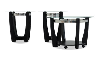 Mirage Black Round Coffee & 2 End Table Set