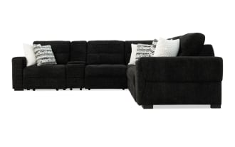 Slider Bob Black 131'' Power Sliding 6 Piece Sectional with USB & USB-C Ports