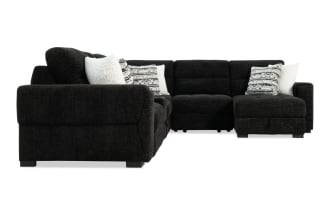 Slider Bob Black 131'' Power Sliding 6 Piece Right Arm Facing Chaise Sectional with USB & USB-C Ports