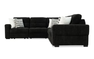 Slider Bob Black 118'' Power Sliding 5 Piece Sectional with USB & UBS-C Ports