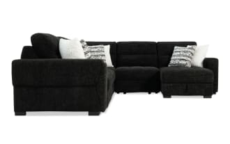 Slider Bob Black 118'' Power Sliding 5 Piece Right Arm Facing Chaise Sectional with USB & USB-C Ports