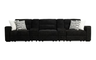 Slider Bob Black 142'' Power Sliding 5 Piece Sofa with USB & USB-C Ports