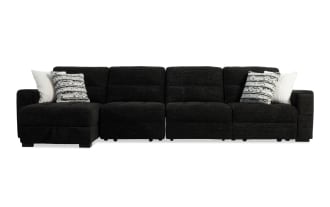 Slider Bob Black 149'' Power Sliding 4 Piece Left Arm Facing Chaise Sectional with USB & USB-C Ports