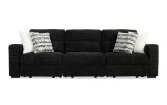 Slider Bob Black 116'' Power Sliding Sofa with USB & USB-C Ports