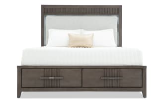 Laguna King Dark Brown & Gray Upholstered Storage Platform Bed