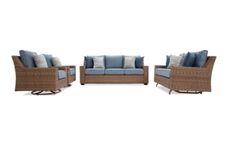 Palm Harbor 4 Piece Navy & Brown Wicker Outdoor Conversation Set