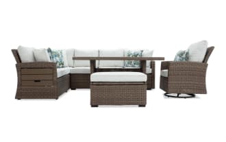 Oasis 4 Piece Natural & Brown Wicker Outdoor Conversation Set