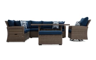 Oasis 4 Piece Navy & Brown Wicker Outdoor Conversation Set
