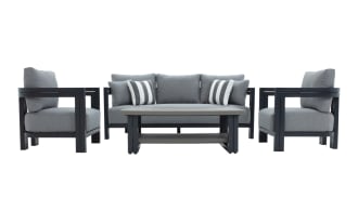 Cambria 4 Piece Gray & Black Aluminum Outdoor Conversation Set