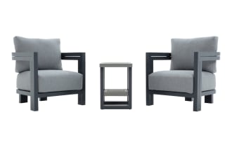 Cambria 3 Piece Gray & Black Aluminum Outdoor Conversation Set