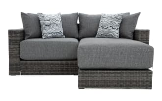 Modular Bob® 3 Piece Gray Wicker Loveseat with Ottoman