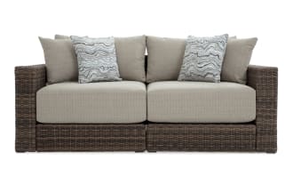 Modular Bob® 2 Piece Beige & Brown Wicker Outdoor Loveseat