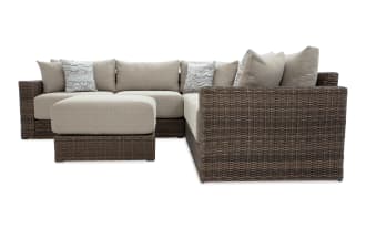 Modular Bob® 6 Piece Beige & Brown Wicker Outdoor Conversation Set with Ottoman