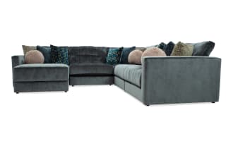 Jewels Emerald 131'' 6 Piece Modular Sectional with 2 Armless Chairs, 1 Corner, 1 Left Arm Facing Chair, 1 Right Arm Facing Chair, 1 Storage Ottoman