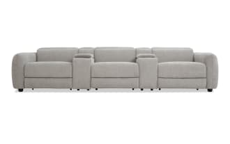 Equinox Silver 143'' Power Reclining Sofa with Power Headrest