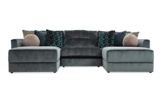 Jewels Emerald 131'' 5 PIece Modular Sectional with 2 Storage Ottomans, 1 Armless Chair, 1 Left Arm Facing Chair, 1 Right Arm Facing Chair
