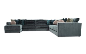 Jewels Emerald 170'' 7 Piece Modular Sectional with 3 Armless Chairs, 1 Corner, 1 Left Arm Facing Chair, 1 Right Arm Facing Chair, 1 Storage Ottoman
