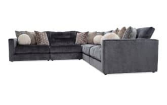 Jewels Charcoal 131'' 5 Piece Modular Sectional with 2 Armless Chairs, 1 Corner, 1 Left Arm Facing Chair, 1 Right Arm Facing Chair