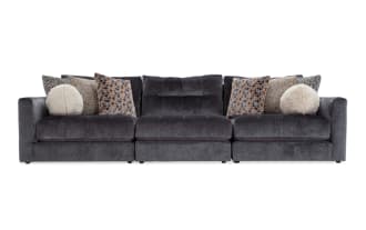 Jewels Charcoal 131'' 3 Piece Modular Sofa with 1 Armless Chair, 1 Left Arm Facing Chair, 1 Right Arm Facing Chair