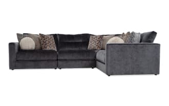 Jewels Charcoal 92'' 4 Piece Modular Sectional with 1 Armless Chair, 1 Corner, 1 Left Arm Facing Chair, 1 Right Arm Facing Chair
