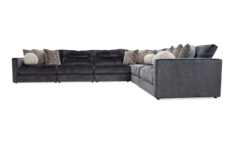 Jewels Charcoal 170'' 6 Piece Modular Sectional with 3 Armless Chairs, 1 Corner, 1 Left Arm Facing Chair, 1 Right Arm Facing Chair