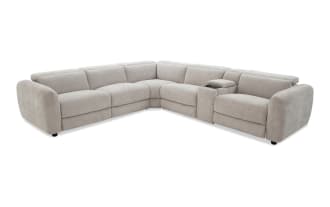 Equinox Silver 136'' Power Reclining 6 Piece Sectional with Power Headrest