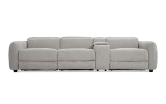 Equinox Silver 130'' Power Reclining Sofa with Armless Power Recliner & Power Headrest