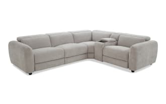 Equinox Silver 123'' Power Reclining 5 Piece Sectional with Power Headrest