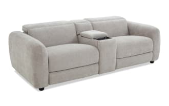 Equinox Silver 87'' Power Reclining Console Loveseat with Power Headrest