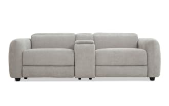 Equinox Silver 87'' Power Reclining Console Loveseat with Power Headrest