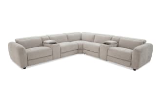 Equinox Silver 136'' Power Reclining 7 Piece Sectional with Power Headrest