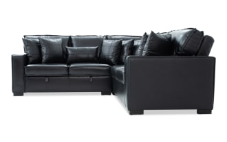 Playmax Black Leather 99'' 3 PIece Left Arm Facing Pop-Up Sleeper Chaise Sectional with USB & USB-C Ports