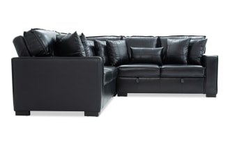 Playmax Black Leather 99'' 3 PIece Right Arm Facing Pop-Up Sleeper Chaise Sectional with USB & USB-C Ports