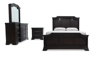 Avalon 4 Piece Queen Espresso Storage Panel Bedroom Set