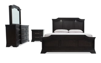 Avalon 4 Piece King Espresso Storage Panel Bedroom Set