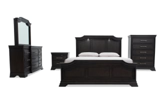 Avalon 5 Piece King Espresso Storage Panel Bedroom Set