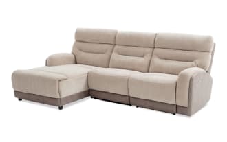 Phantom Beige 104'' Power Reclining 3 Piece Left Arm Facing Chaise Sectional with Armless Chair & USB & USB-C Ports