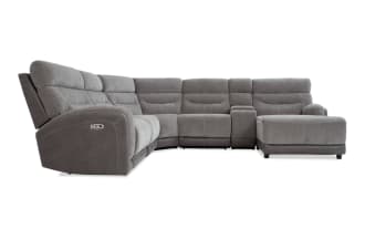 Phantom Gray 146'' Power Reclining 6 Piece Right Arm Facing Chaise Sectional with USB & USB-C Ports