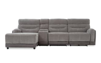 Phantom Gray 118'' Power Reclining 4 Piece Left Arm Facing Chaise Sectional with Armless Recliner & USB & USB-C Ports